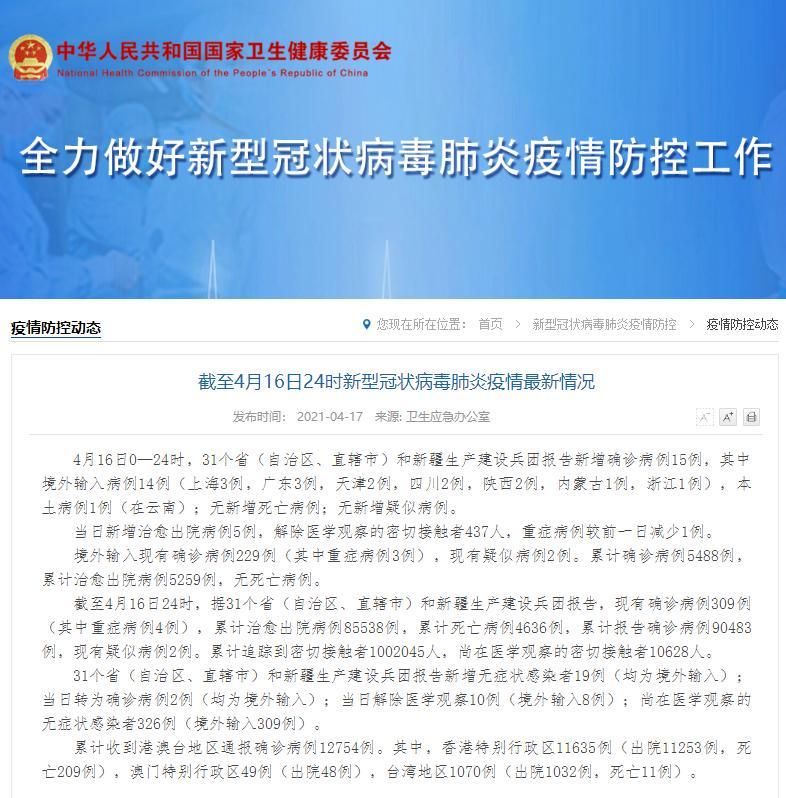31个省份新增15例确诊其中本土16例_31个省份新增15例确诊其中本土16例病例